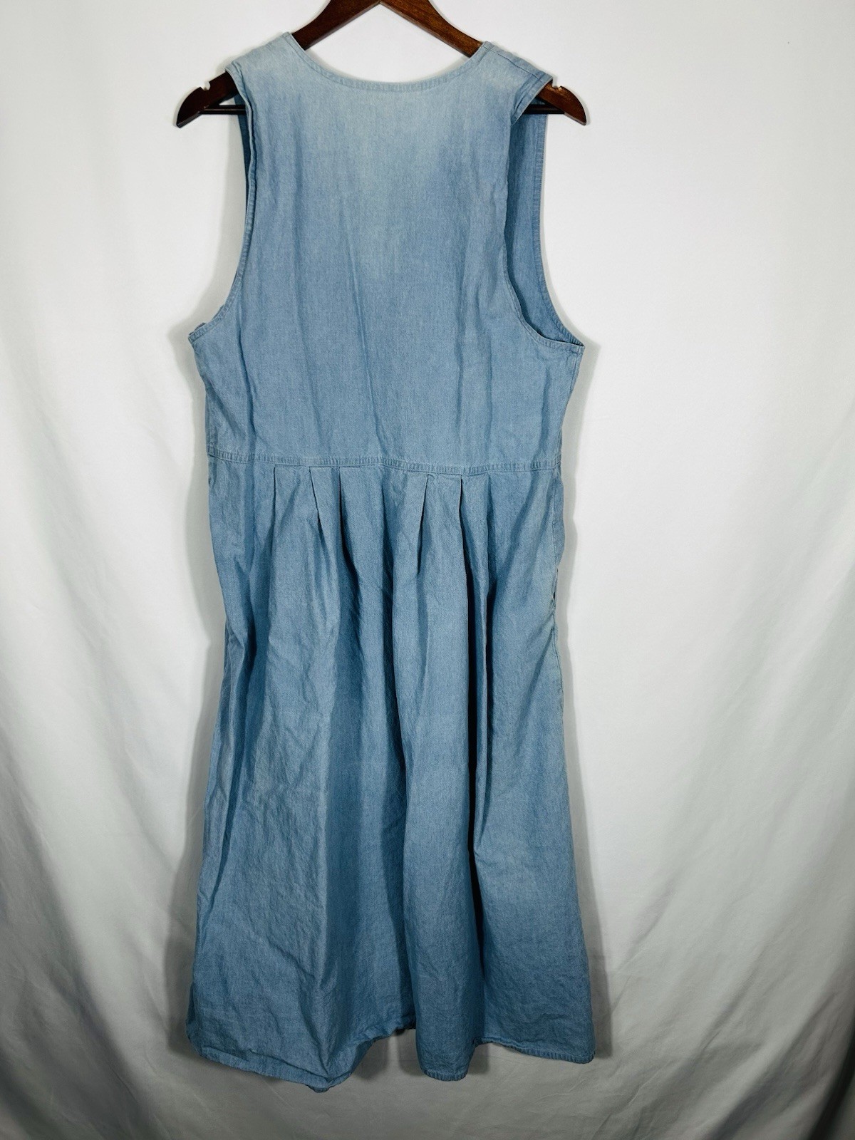 VTG Country Cottage Button Front Overall Jumper Dress Denim Prairie Peasant – M