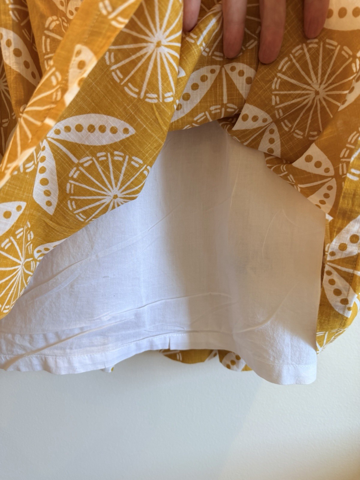 Boden Nancy Sunflower Yellow White Floral Cotton Fit Flare Dress Womens 8 Summer