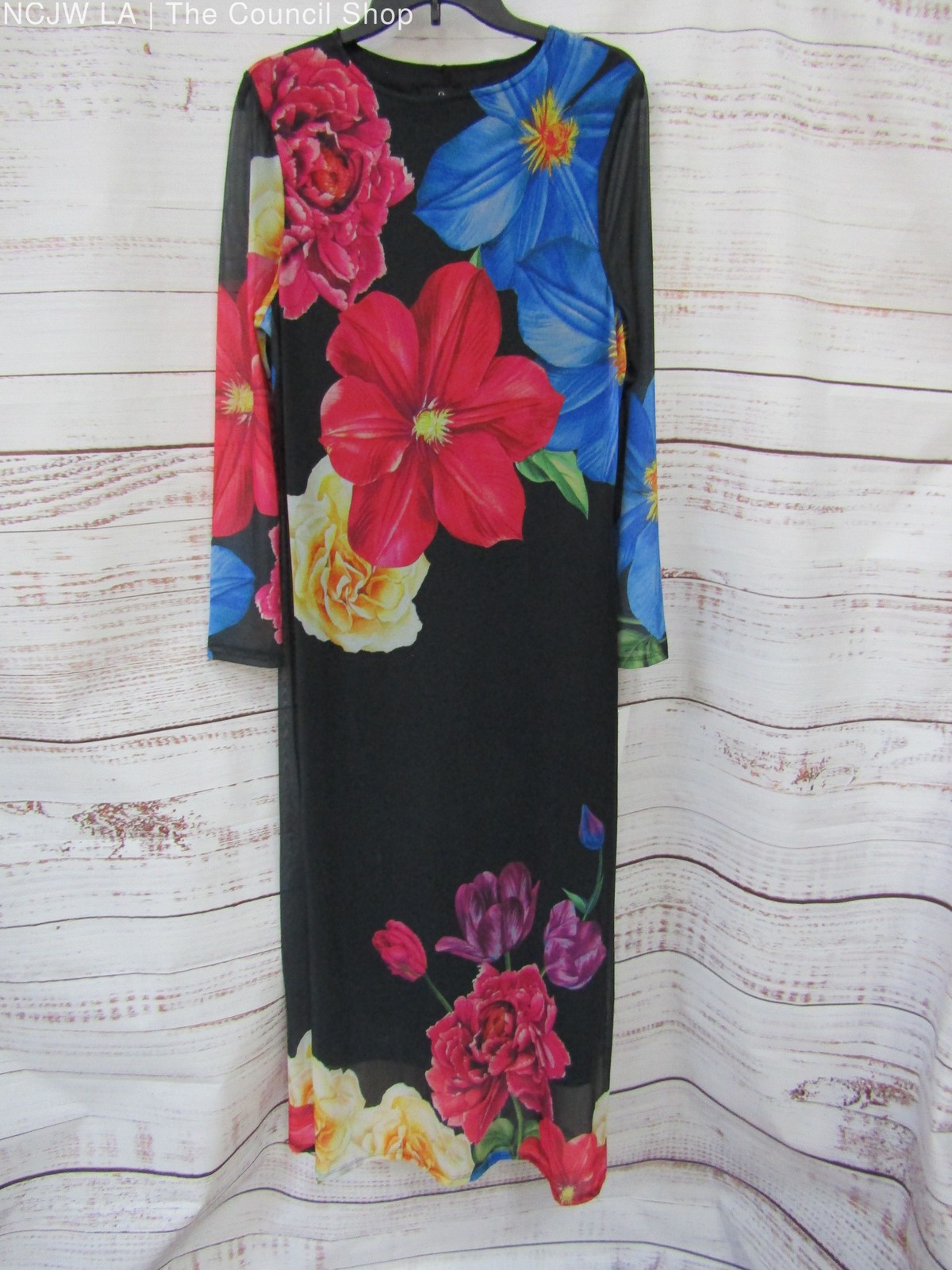 Oleg Cassini Women’s Black Multi-Color Floral Print Maxi Dress Size XL