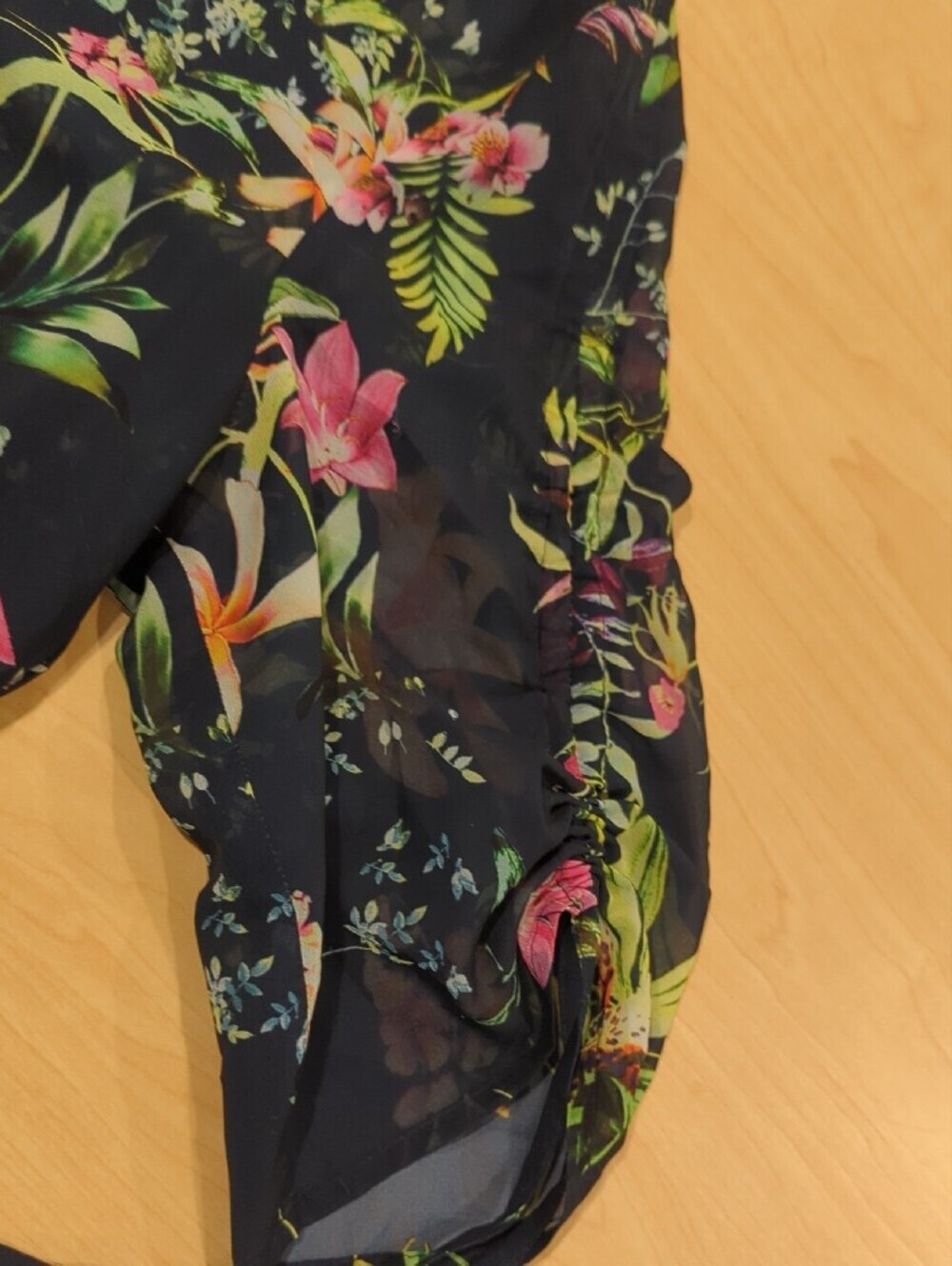Floral V-Neck Shift Dress – Navy with Pink & Green Floral