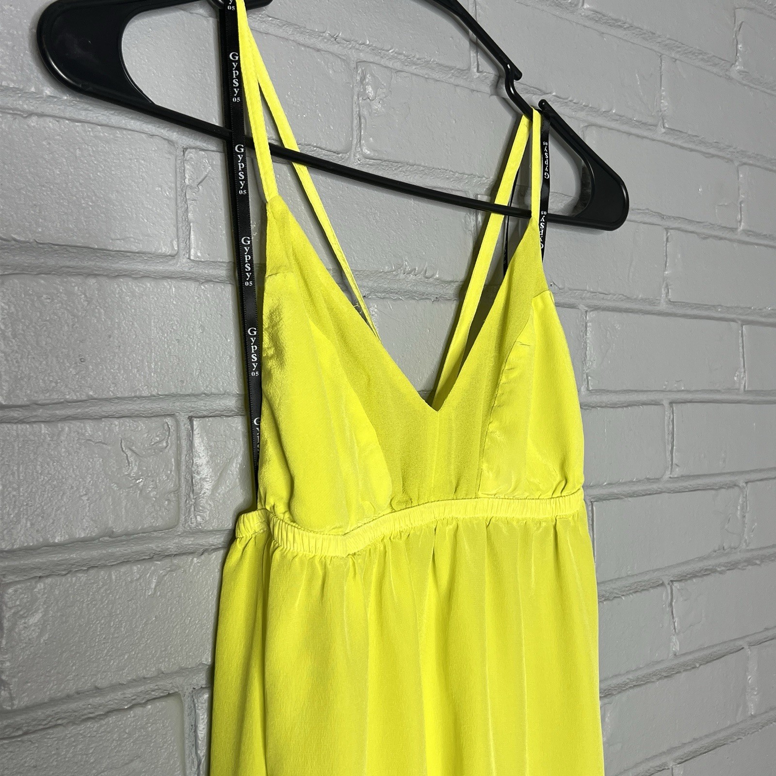 Gypsy 05 Triangle Spaghetti Panel V-Neck Cami Dress in Sky & Lime Size XS