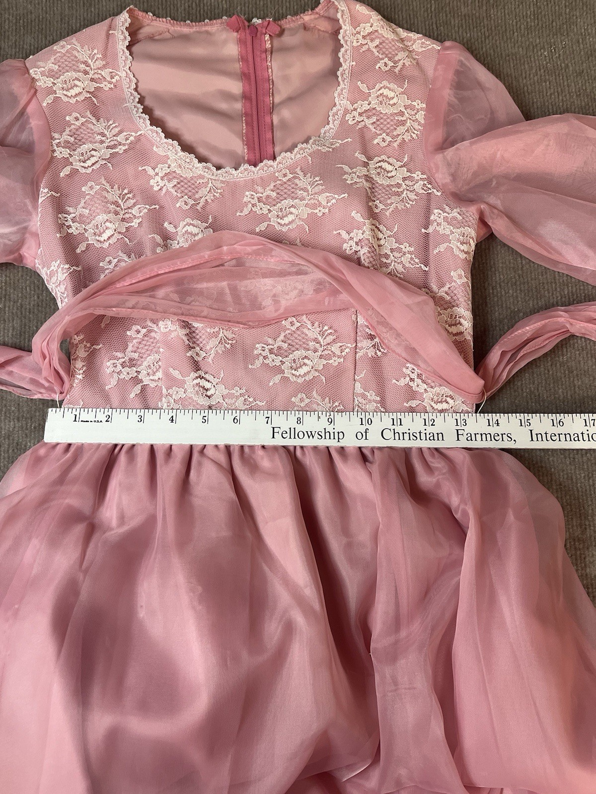 Vintage Dress 8 S Ruffle Sheer Nylon Tea Peasant Prairie Cottage Gypsy Cosplay