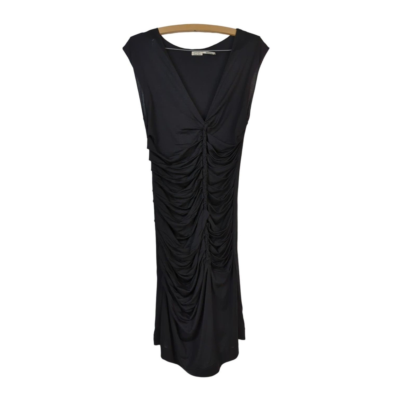 Leon Max Luxery Silk Wool Blend Black Dress Asymmetric Medium