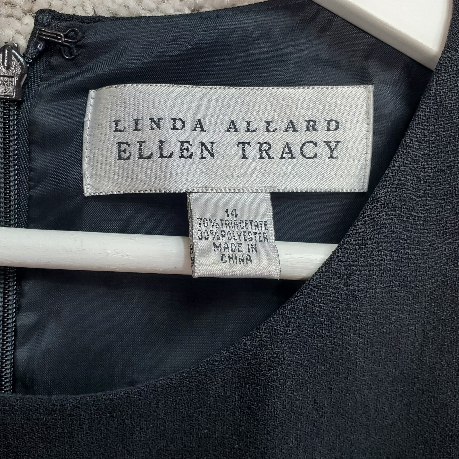 Linda Allard Ellen Tracy Shift Dress Women’s 14 Black Lined Round Neck Back Zip