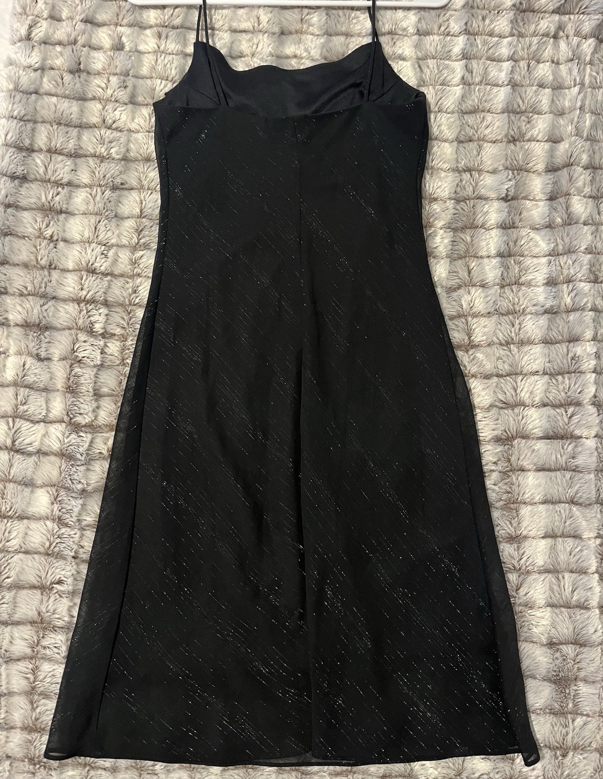 Jump Black Cowl Neck Spaghetti Strap Chiffon Knee-Length Slip Dress 7/8