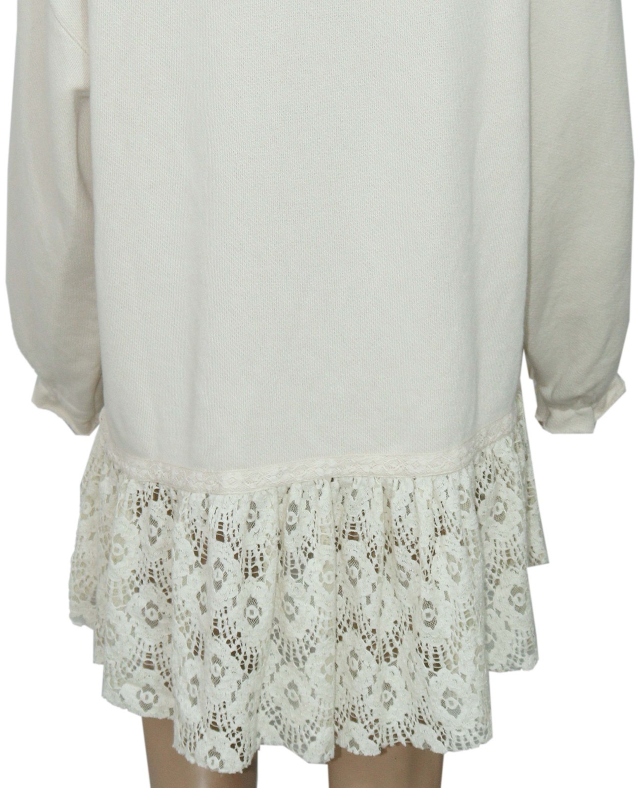 Free People Belle Sweatshirt Tea Crew Neck Oversized Pullover Ruffle Dress New L