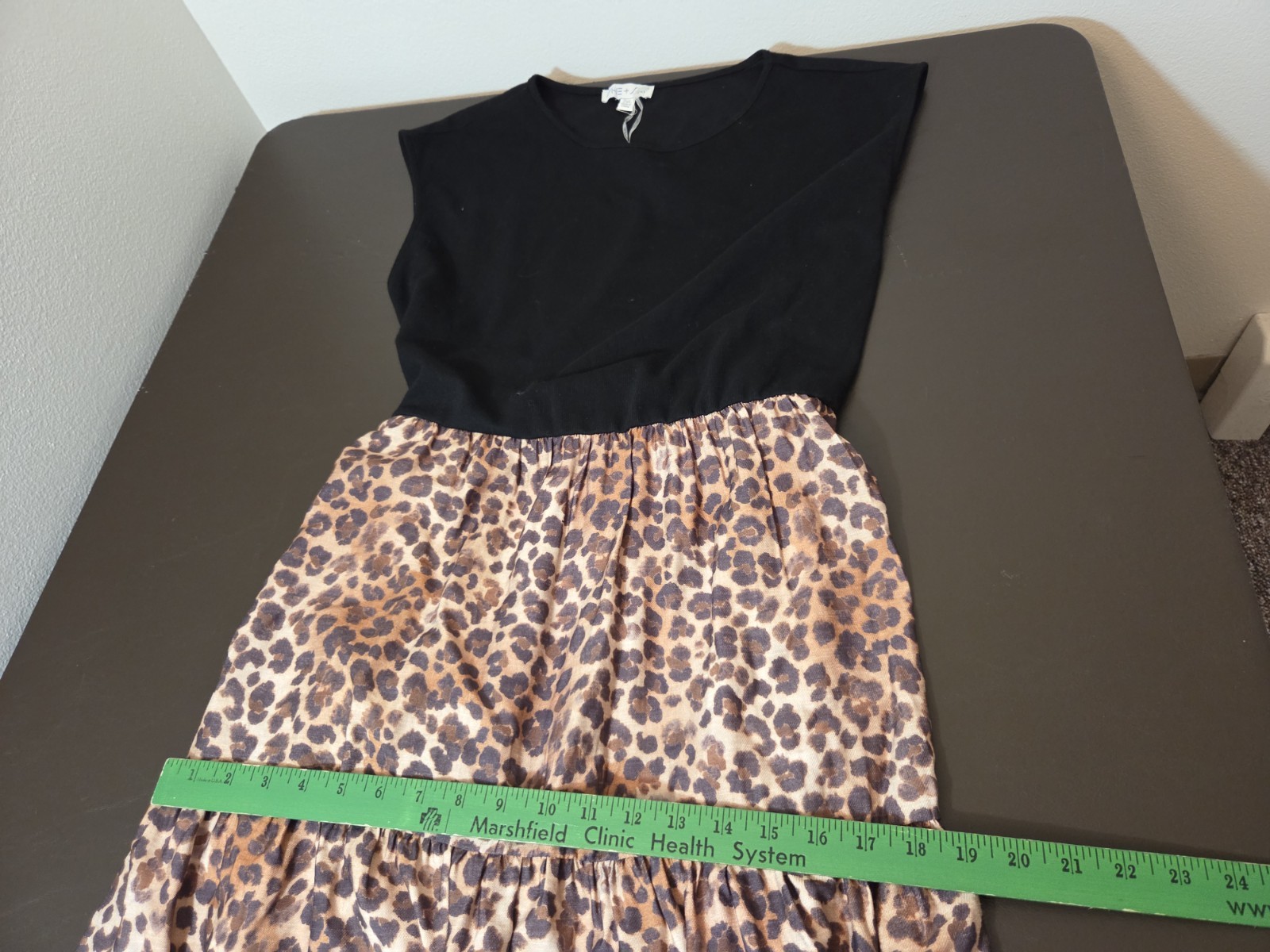 She + Sky Womens 2xl Drop Sleeve Knit And Woven Combo Animal Print Dress New Nwt