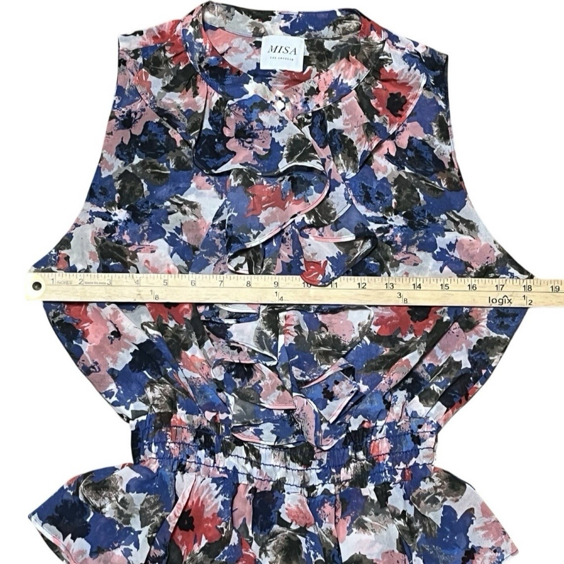 MISA LA Ilysa Tiered Ruffle Maxi Dress L Floral Sleeveless Cottagecore Old Money