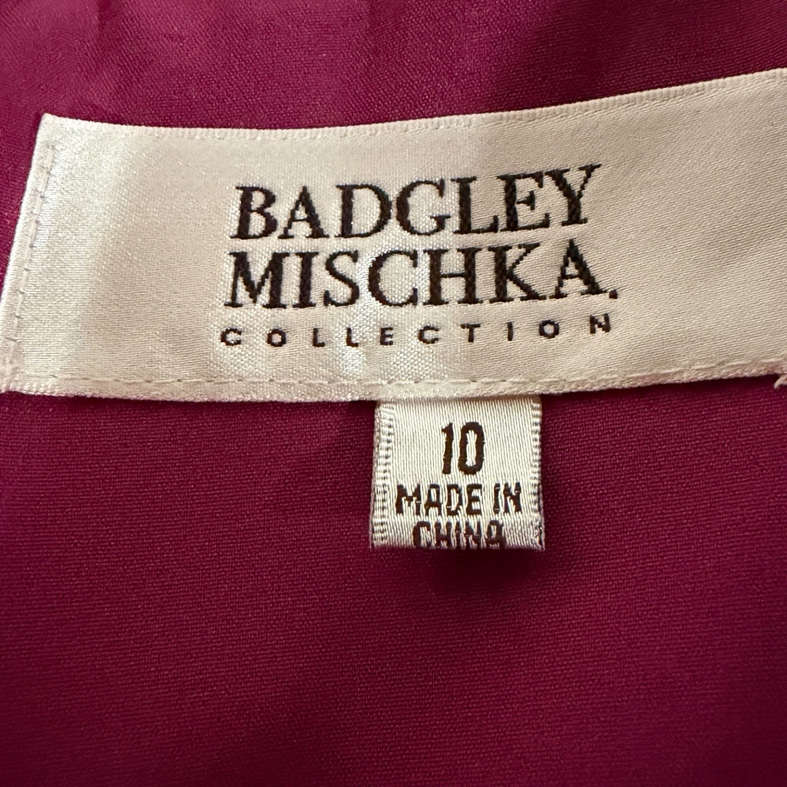 NWT – Badgley Mischka Collection Dress Size 10 Fuchsia Beaded Dress – MSRP $395