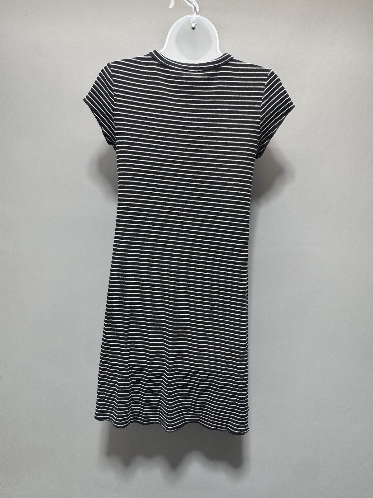 New Look Womens 8 Black White Striped T-Shirt Dress Short Sleeve Casual Stretch