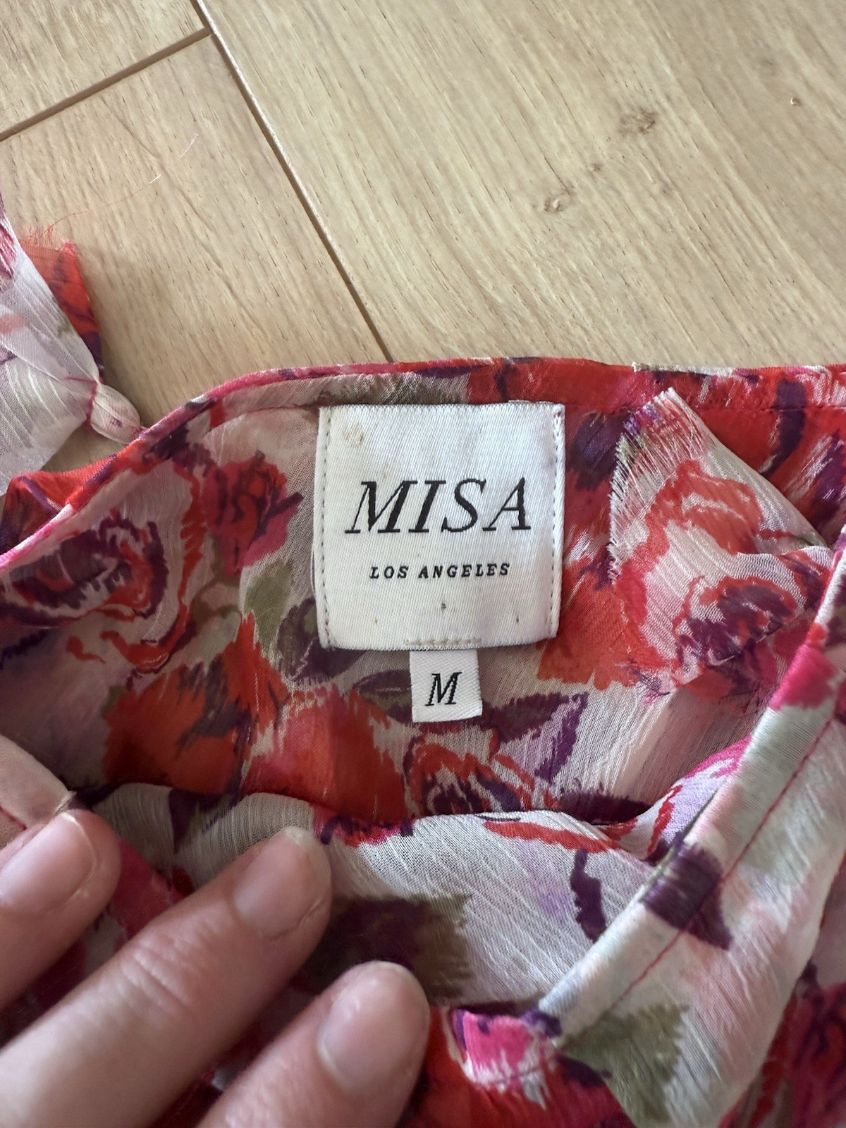 MISA Los Angeles Floral Ruffle Maxi Dress Size M Tie Shoulder NWOT