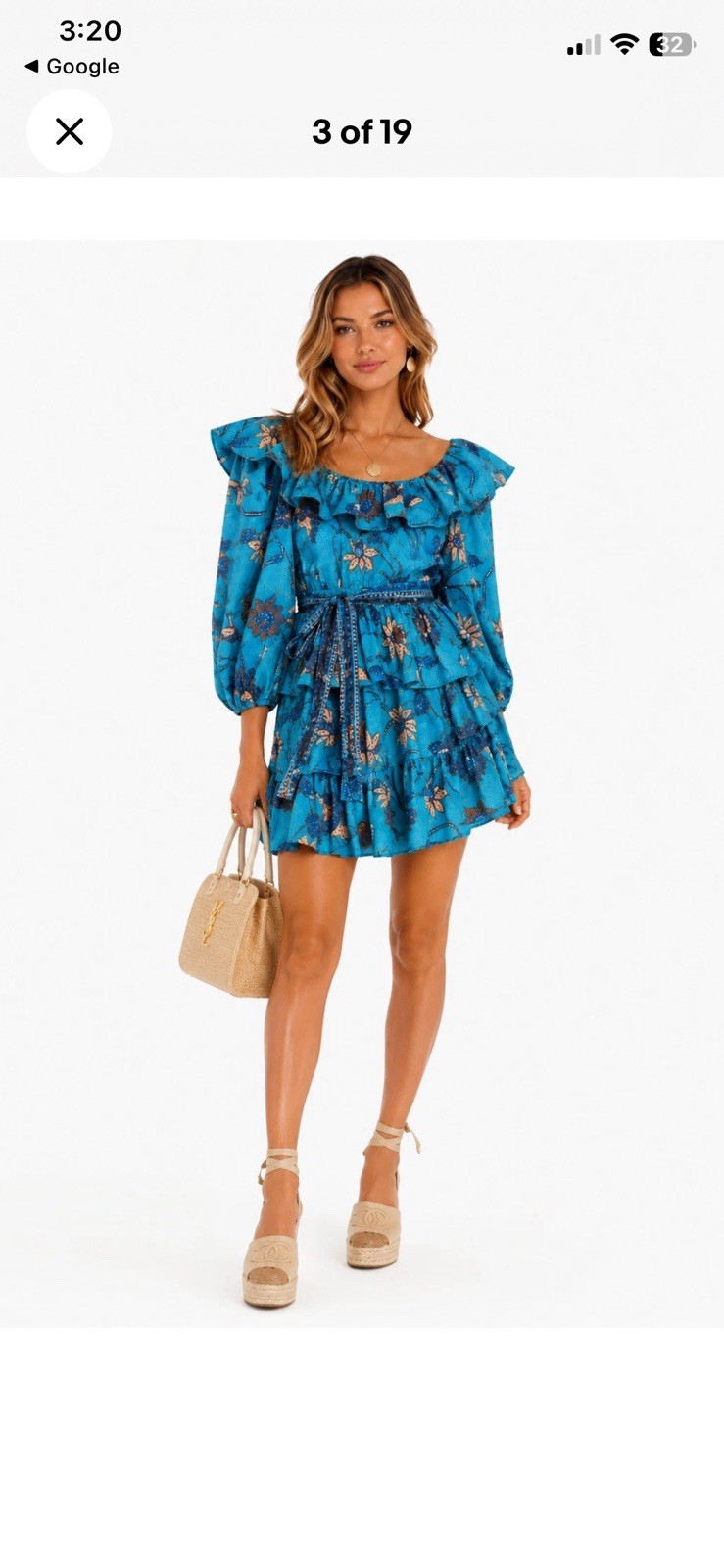 Ulla Johnson “Giselle” Teal Blue Floral Puff Sleeve Mini Dress – Sz 2