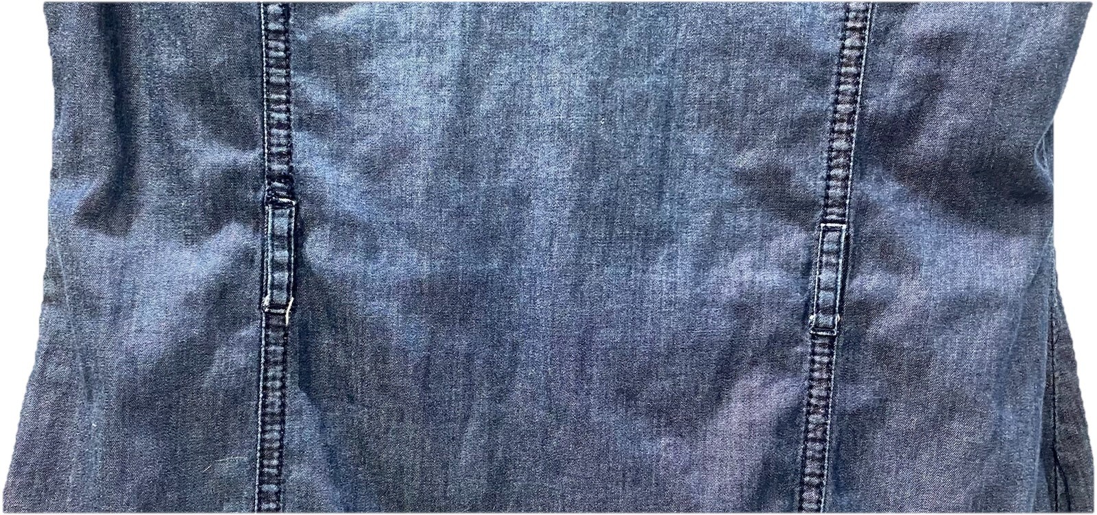 G By Guess Lightweight Chambray Denim 1/4 Zip Short Sleeve Dress Roll Sleeves