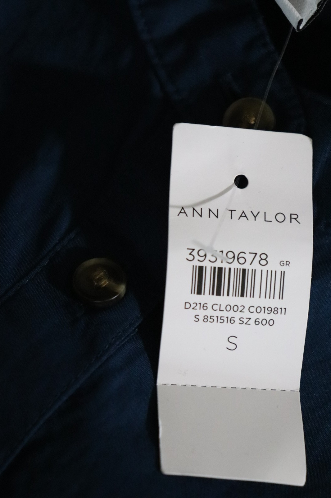 Ann Taylor Weekend Collection Stand Collar Belt Dress Sz Small Blue Pockets New
