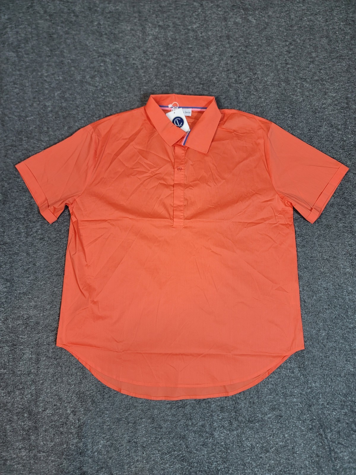 Caryn Lawn Jackie Womens Half Button One Size Orange Collard Short Sleeve NWT