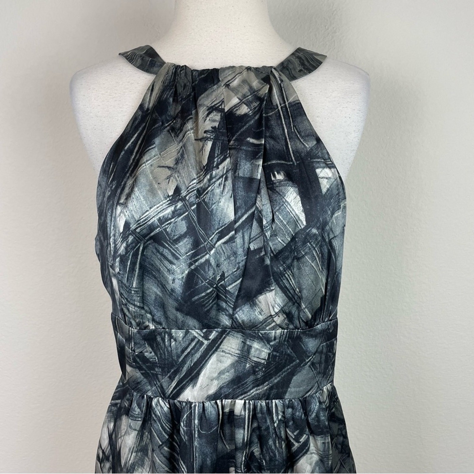 Martin + Osa Gray Abstract Print Silk Sheath Dress 10