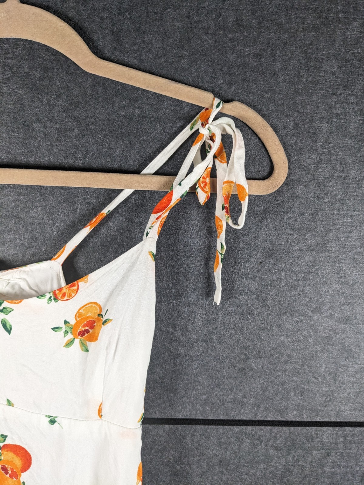 Wild Fable White Orange Floral Sweetheart Tie Strap Ruffle Mini Dress Size S