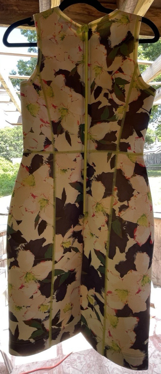 J Crew Dress Size 0 Neoprene Scuba Sheath Cove Floral Sleeveless Back Zip