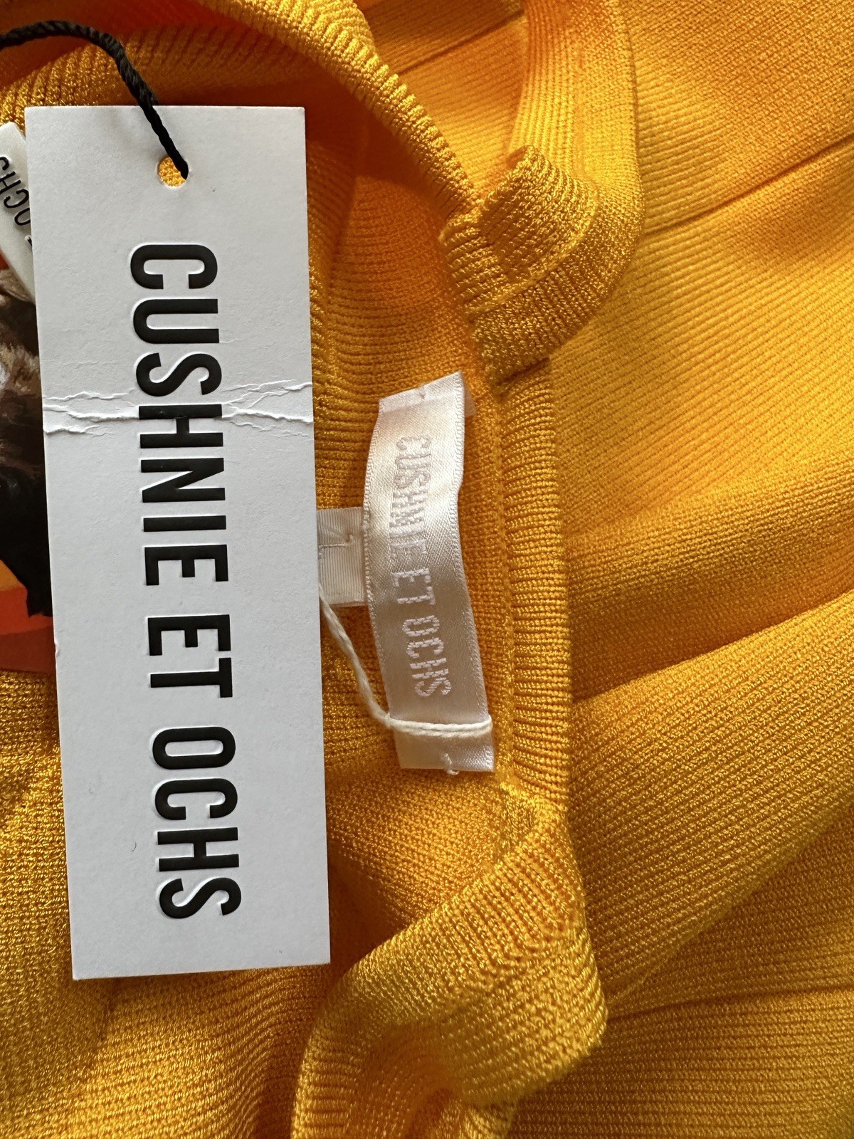 NWT CUSHNIE ET OCHS Marigold Viscose Knit PEAKABOO Fringe Dress L