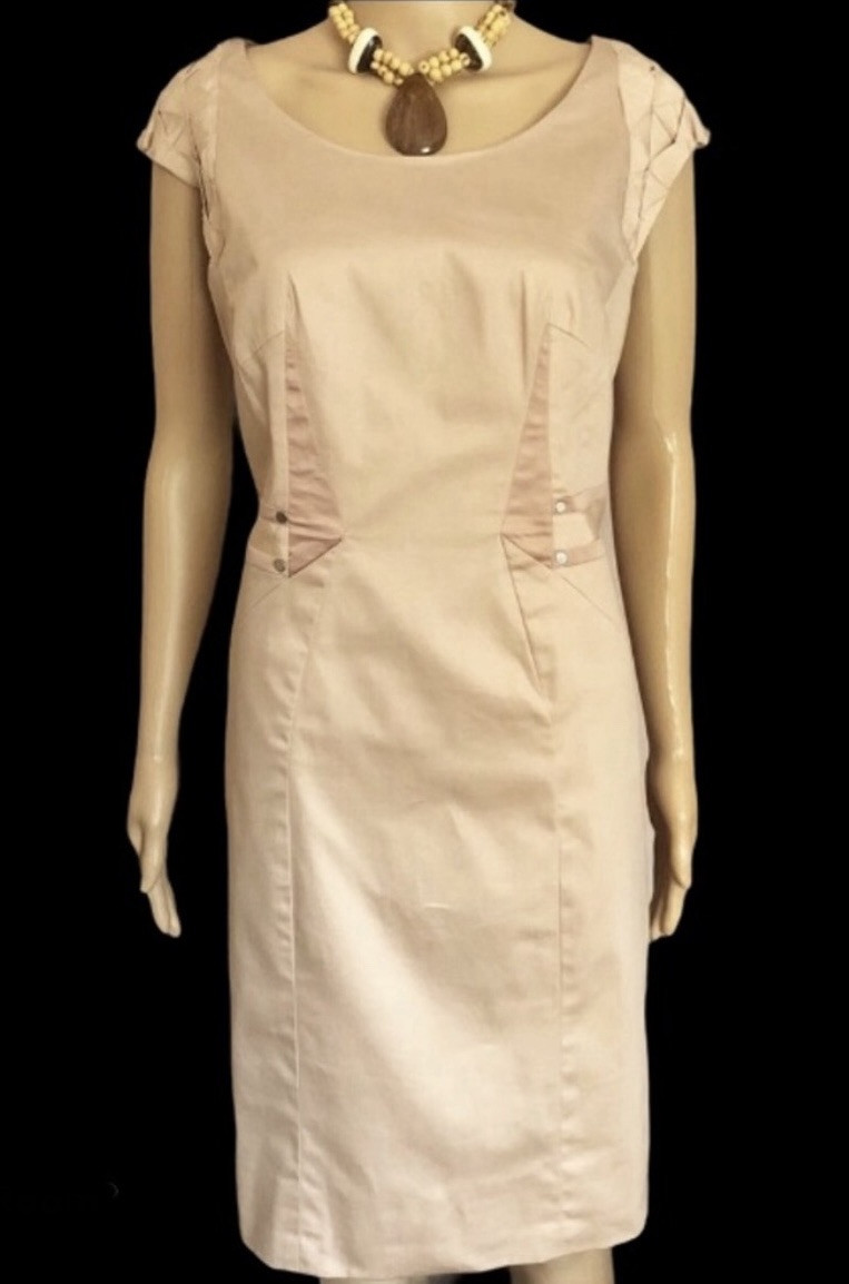 Cotton Colors Extra Studio Peach Rose Lined Shift Cap Sleeve Dress Sz M