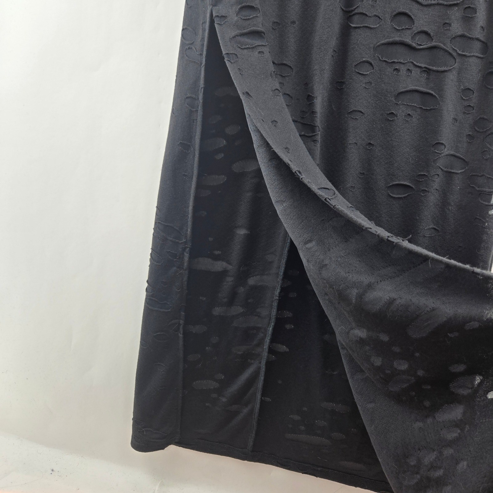 Killstar Black Distressed Burnout Cold Shoulder Mesh Maxi Dress Large Gothic