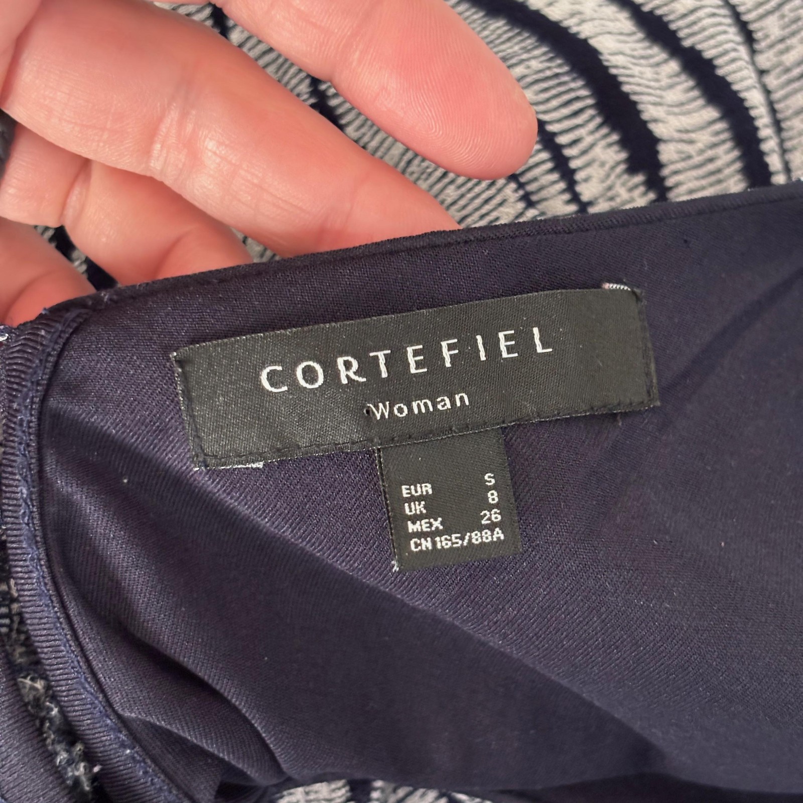Cortefiel Dress Small Navy Flowy Flutter Elastic Waist Comfort Beachy Nautical