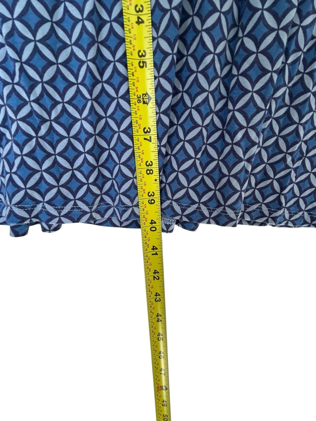 L L Bean Sz M PET Cross Over Front V-Neck Knit Dress Short Sleeve Blue Stretch
