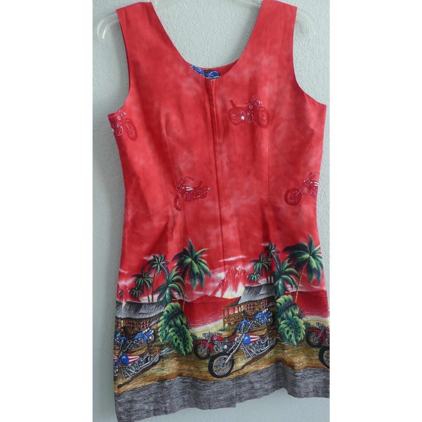 KY’s Hawaii Motorcycle Sundress Large Chopper Tropical Graphic Vintage