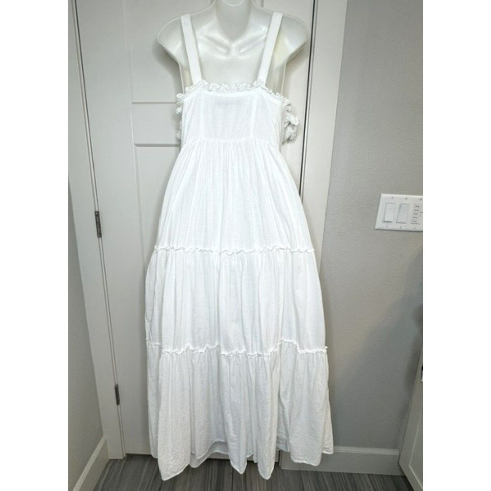 MOD CLOTH MODCLOTH BOHO ON THE RANGE WHITE COTTON BLEND MAXI DRESS PLUS SIZE 1X