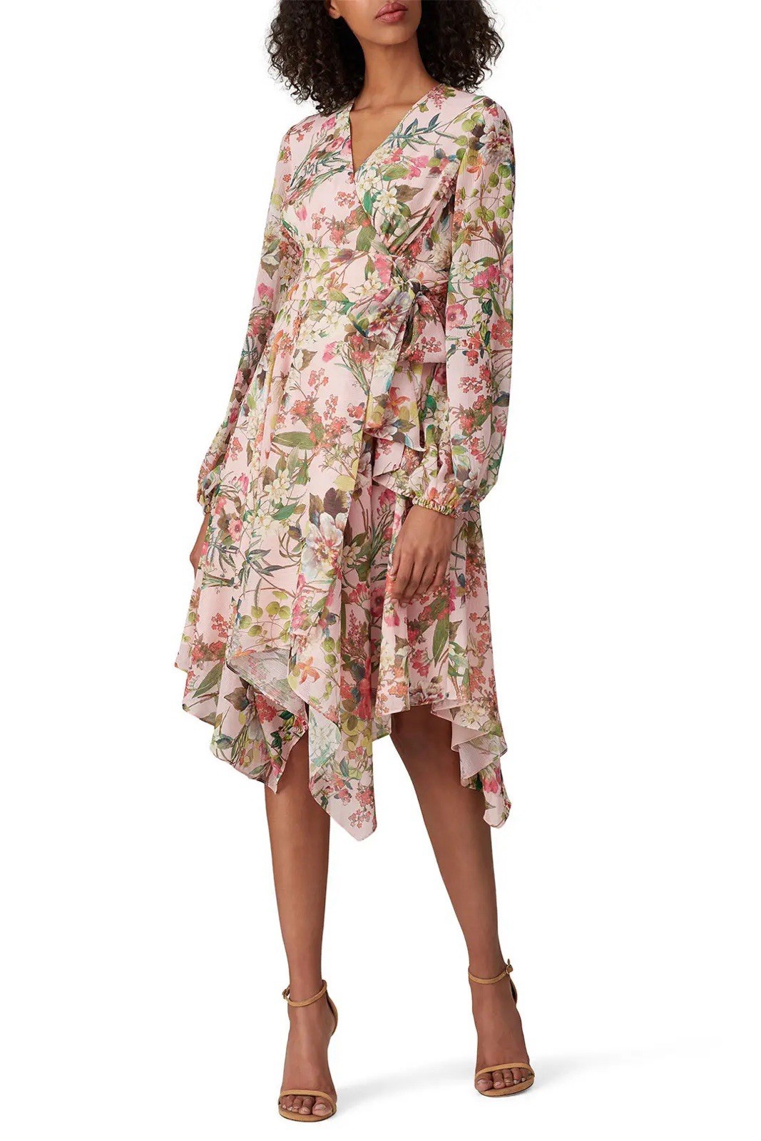 Jay Godfrey ELDON Sheer Longsleeve Handkerchief Hem Floral Wrap Dress – Size 4
