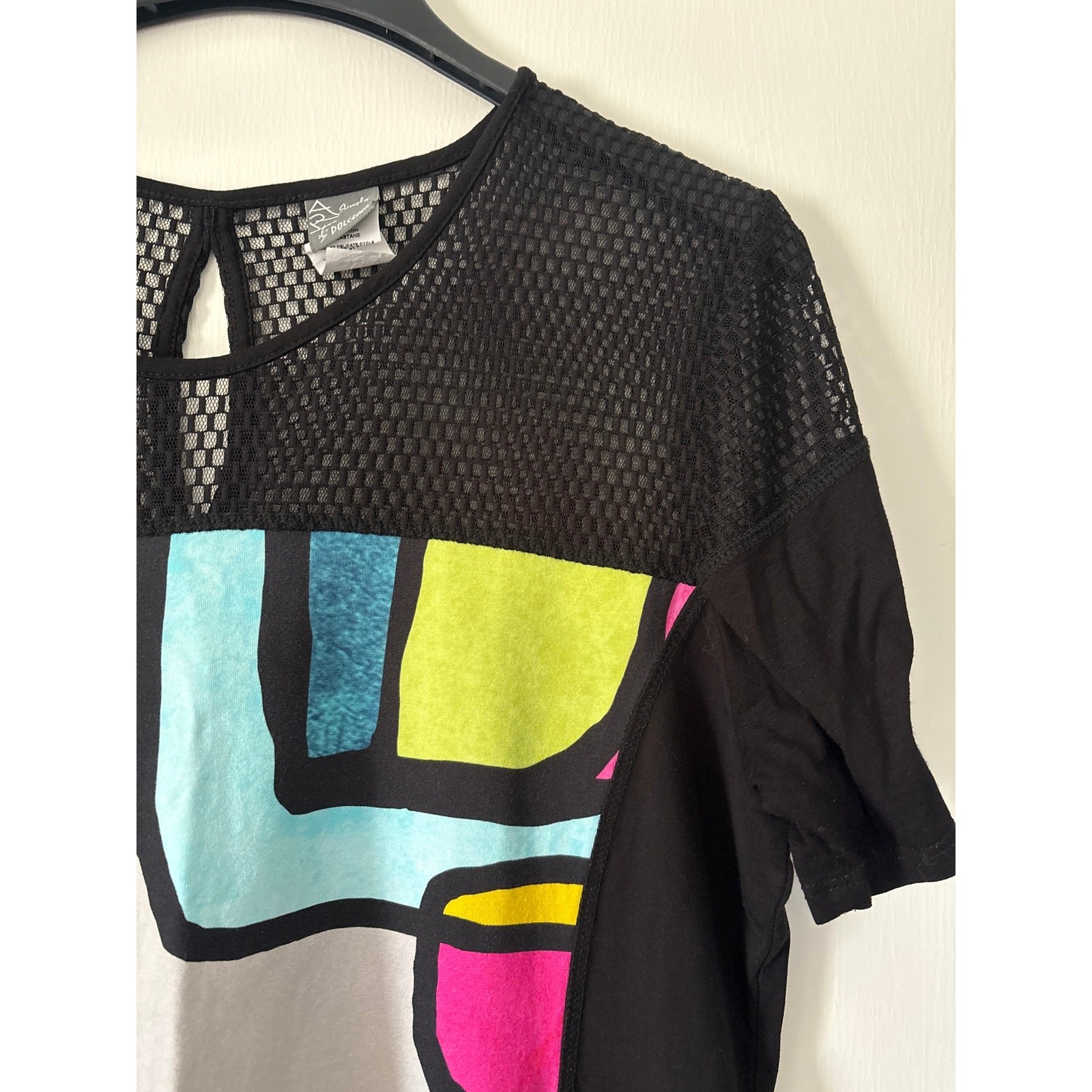 Simply Art by Dolcezza Irena Orlov Abstract Dress XL Mesh Panel Shift Pop Art