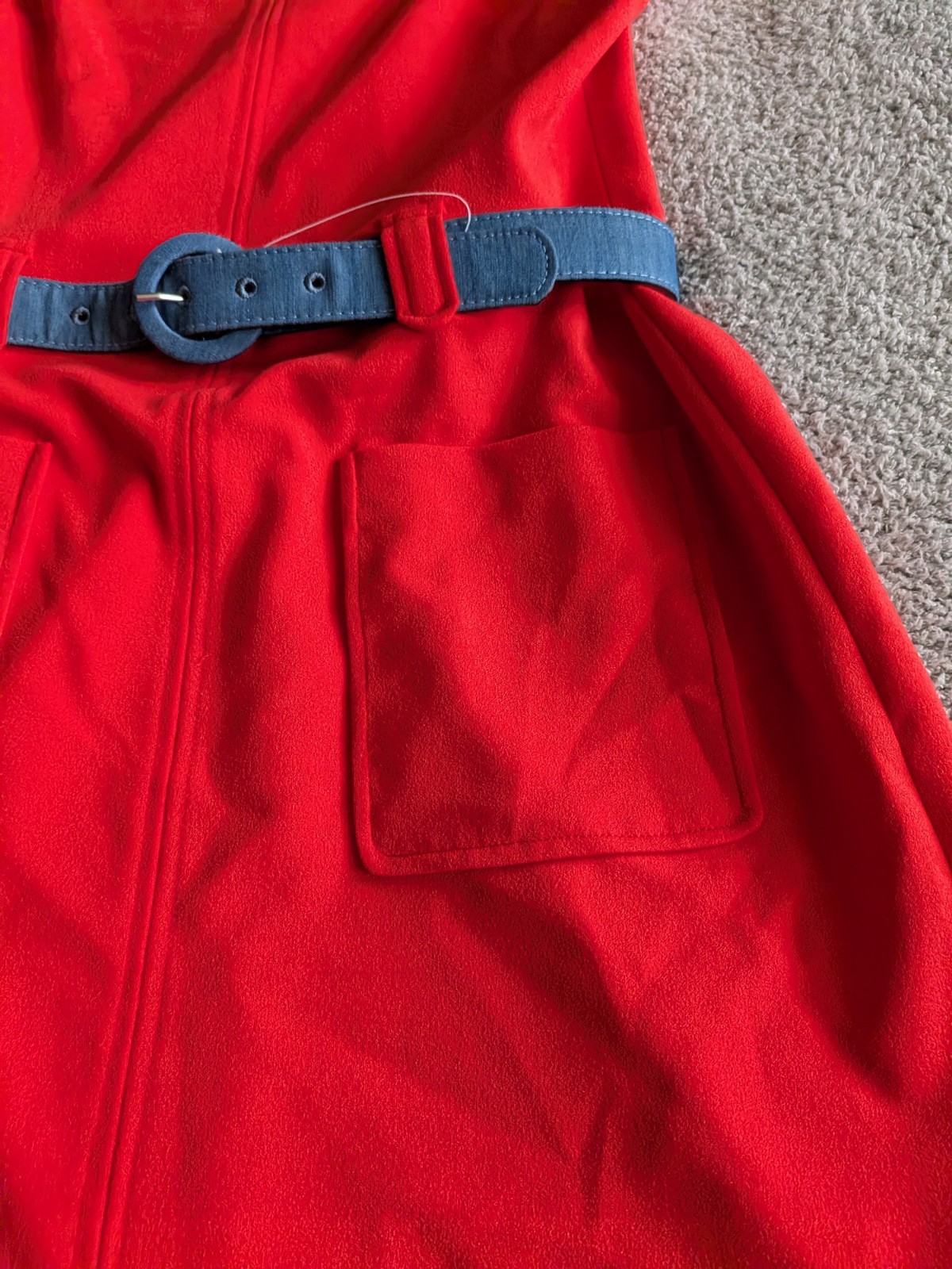 🌼B2G1🌼 Tommy Hilfiger Red Midi Dress with Blue Trim & Belt Size 4 NWOT