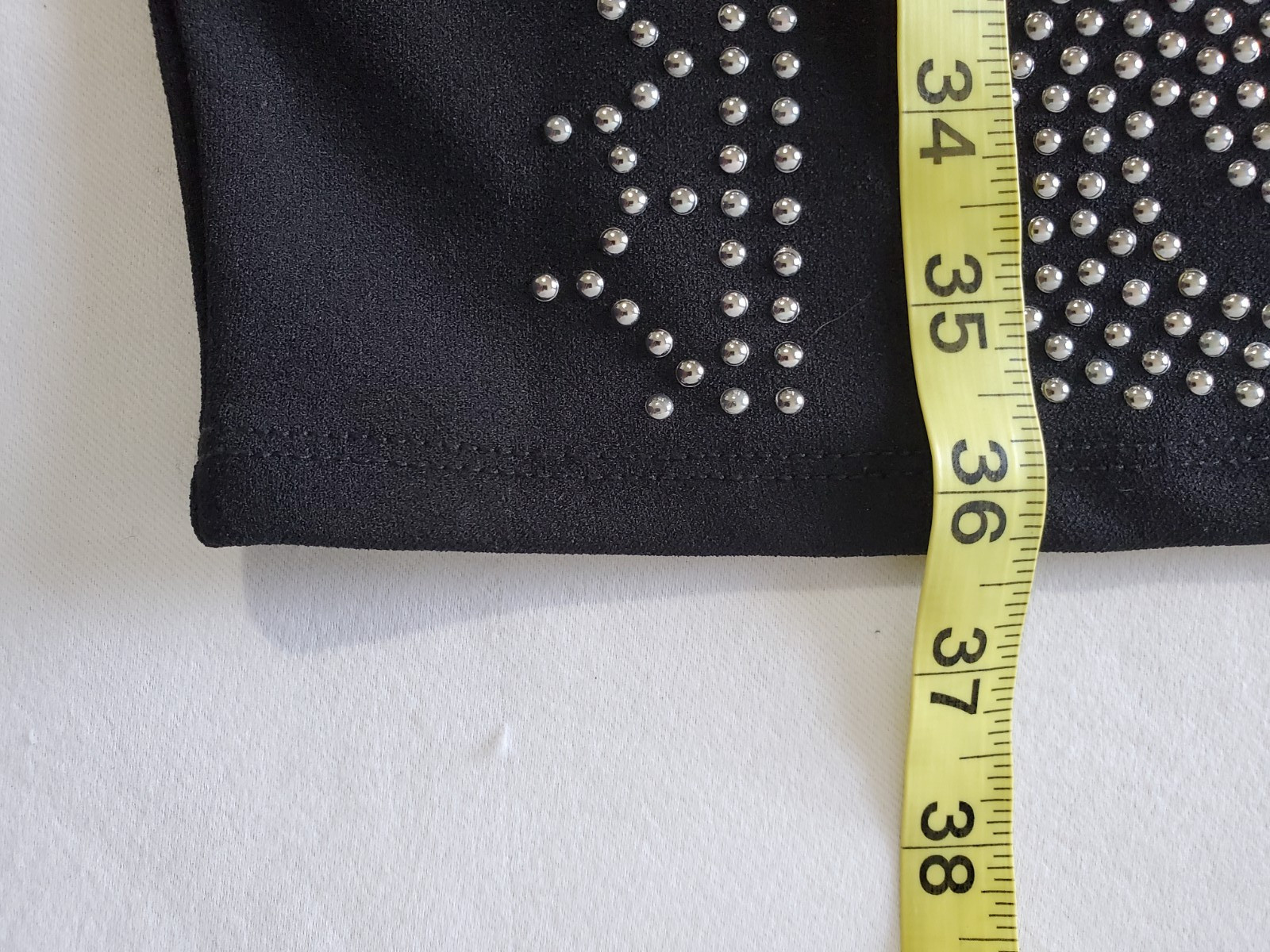 Revamped Elegant Black Beaded Silver Studded Dress Back Zip Long Sleeve XL *
