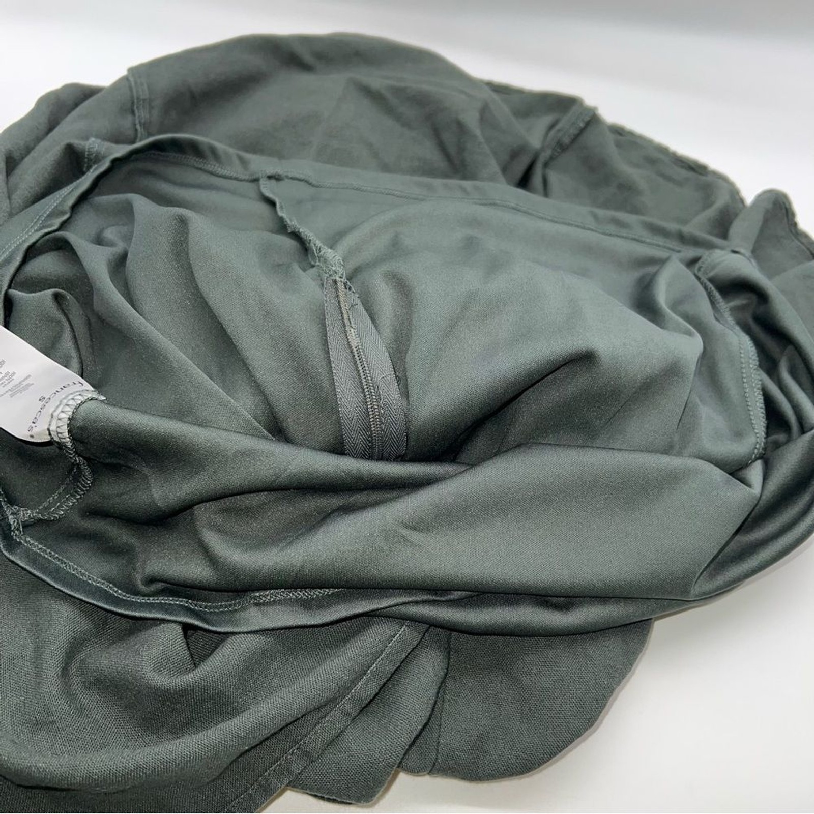 Mi Ami for Francesca’s Linen Blend Dk Green Puff Sleeve Midi Peasant Dress-Sz S