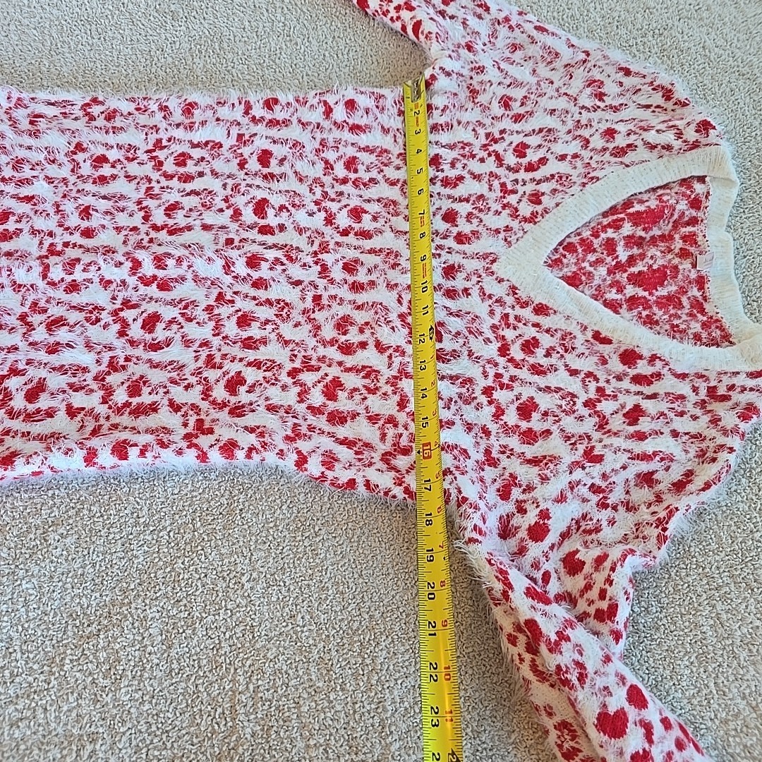 White Mark Bodycon Fuzzy Knit Sweater Dress Long Sleeve Red/white Romantic Boho