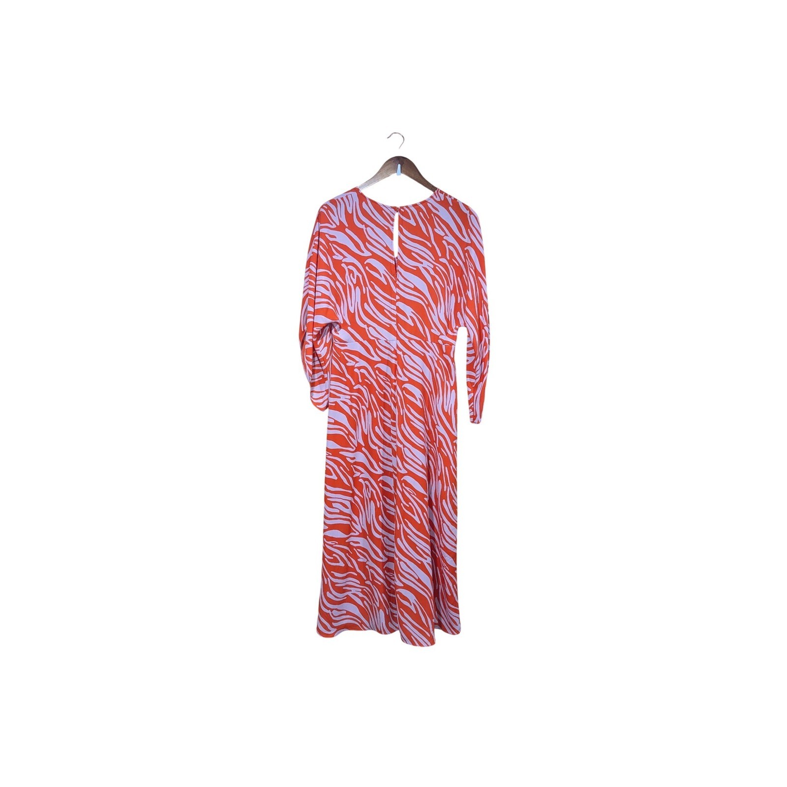 Cabi Zebra Print Midi Dress Red Lavender Faux Wrap Tulip Hem 5795 Womens Small