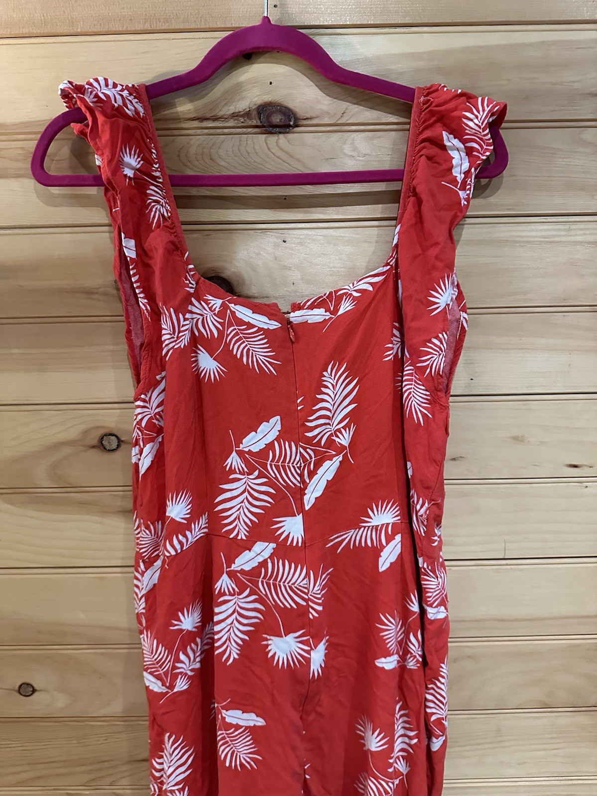St. John’s Bay Petite PL Red White Tropical Floral Jumpsuit