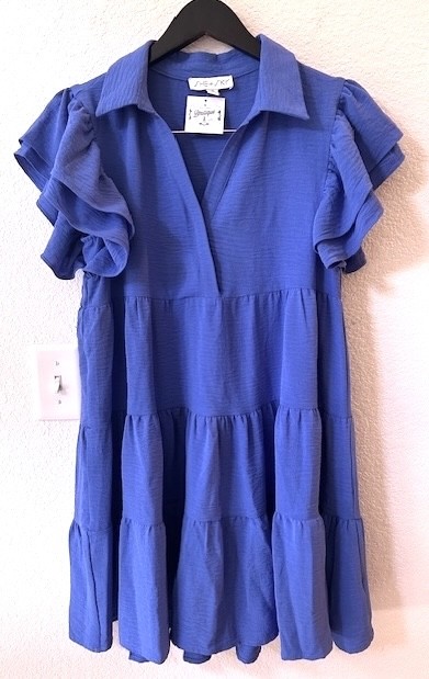 Women’s She & Sky Tiered V-Neck Flutter Dress – Sz S – NEW