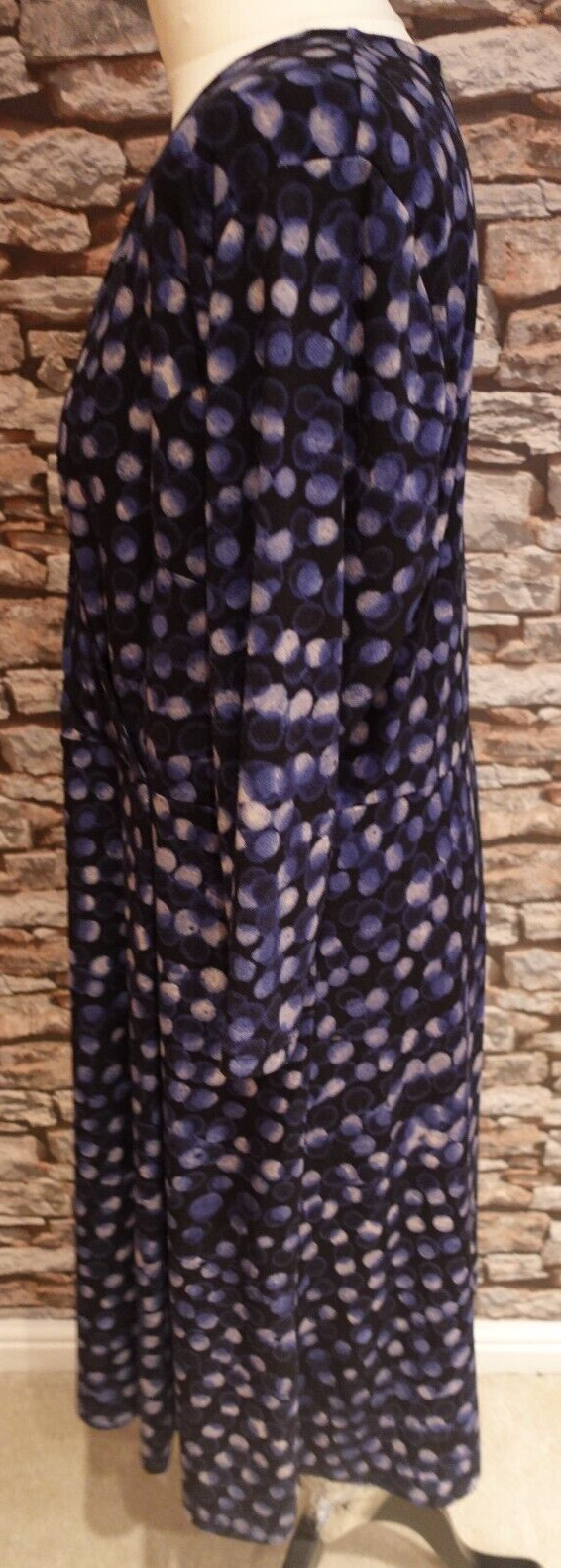 H&M Very Stylish Pullover 3/4 Sleeve Spotted Dress Navy/Lighter Blue Size EUR XL