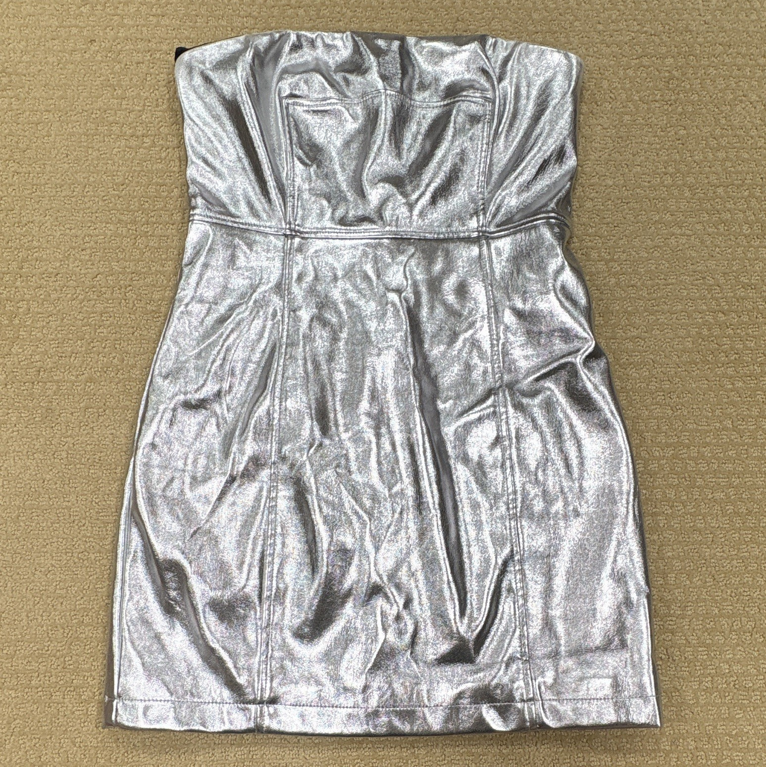 Forever 21 Glittery Silver Strapless Dress Size Medium