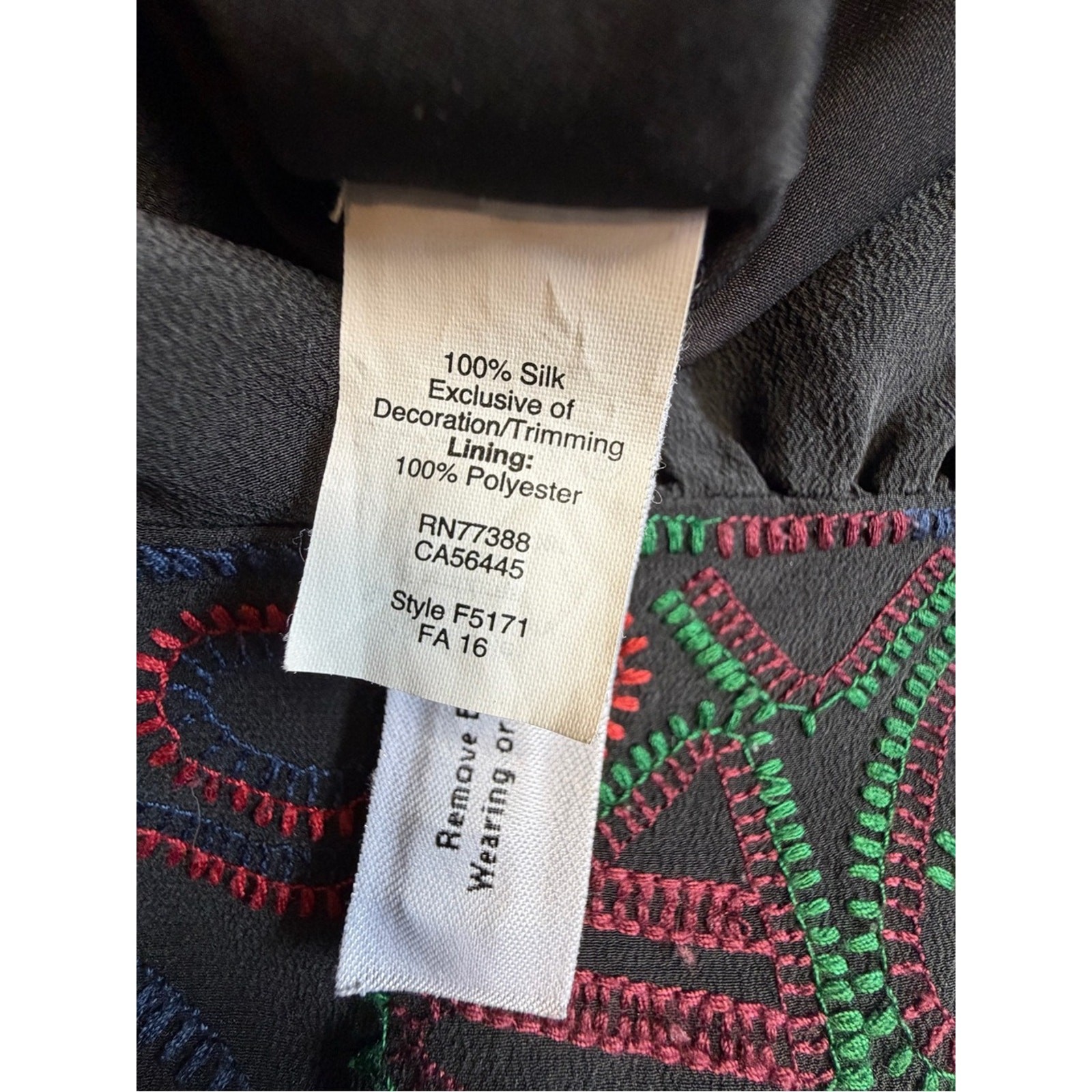 Madewell 100% Silk Embroidered Shift Dress Black Multicolor Boho Artisan Small