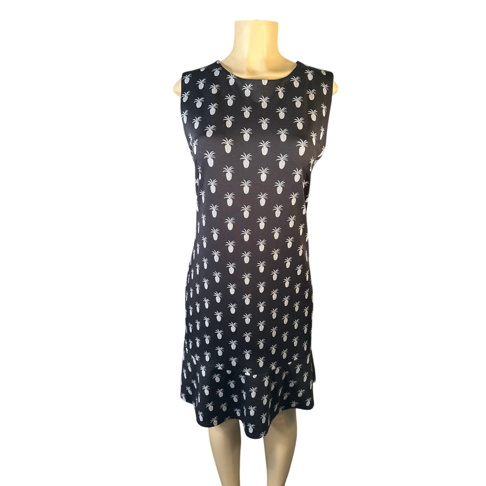 Women M Margaret M Black Pineapple Print Dress Canada Stretchy Office Work