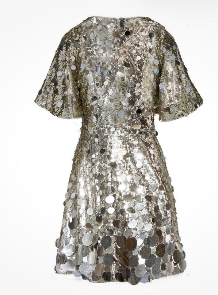 Boston Proper Glamour Paillette Dress NWT Silver Sequin A-Line Size 10