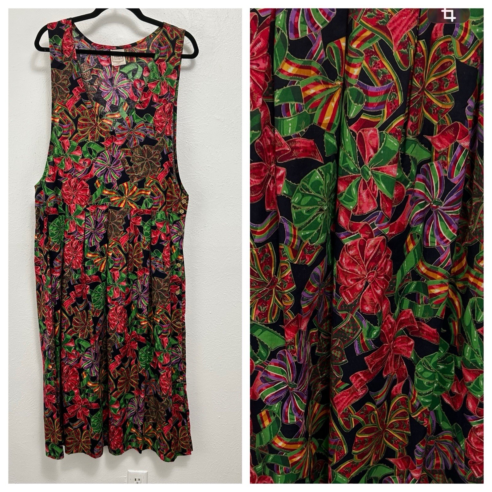 Pam’s Closet Vintage Christmas/Holiday Gift Bow Jumper Dress Colorful Size L