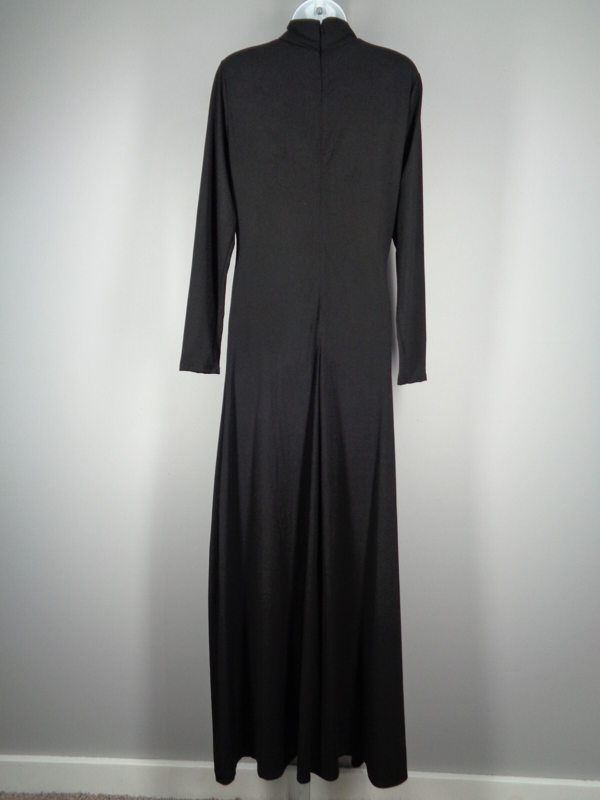 Boston Proper Black Mock Neck Ruched Slits Long Dress Size Medium New