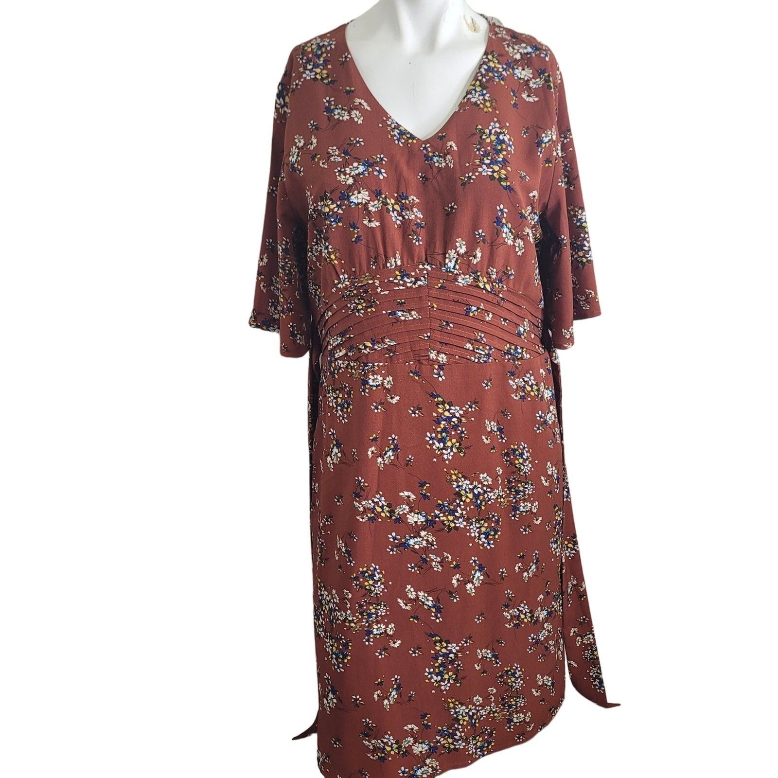 NEW jessica Robertson by roolee size XL dress pleated floral v-neck NWT