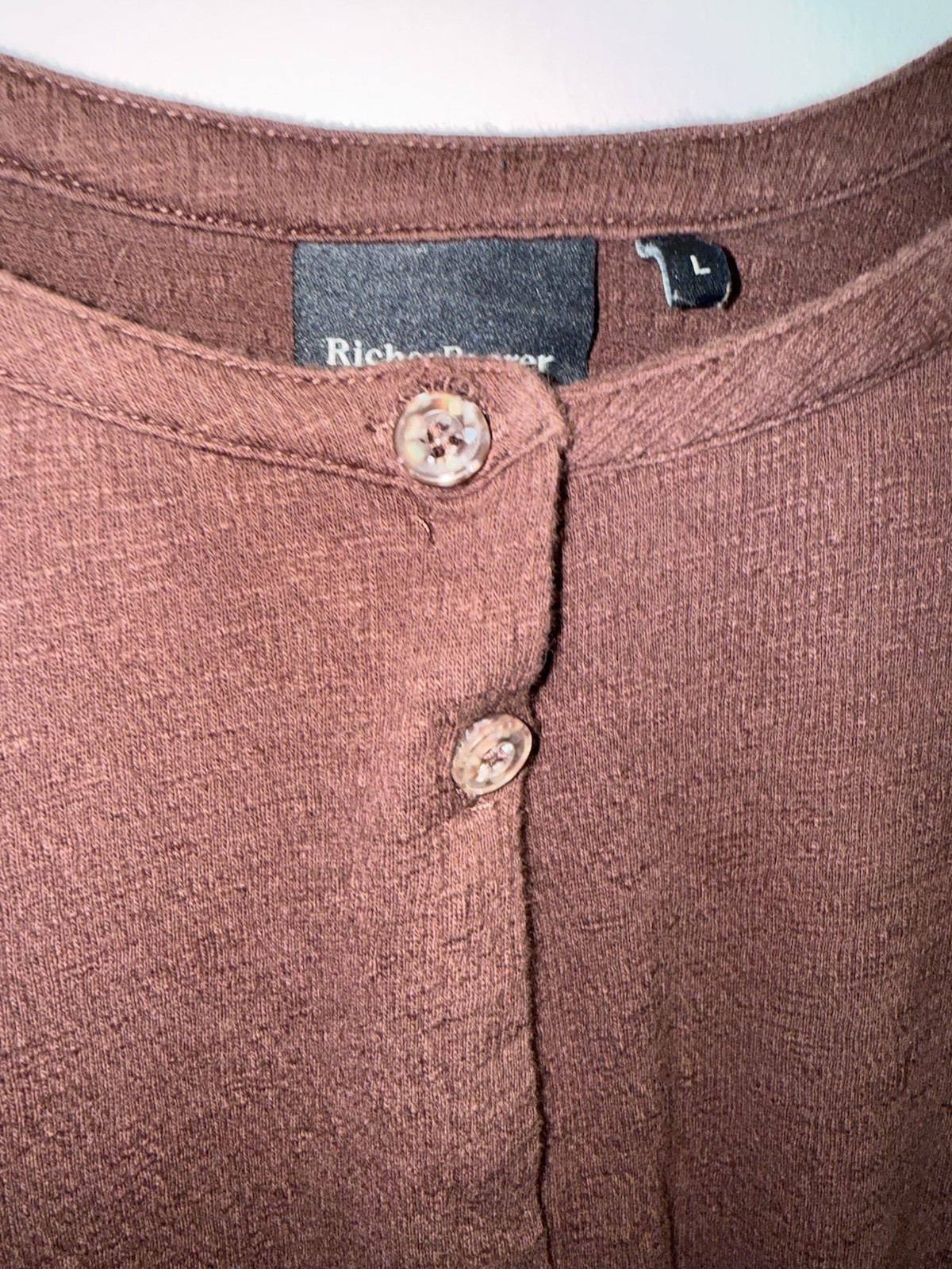 Richer Poorer Dress Cloud Weave Button Up Brown Large Long Sleeve Brown Boho
