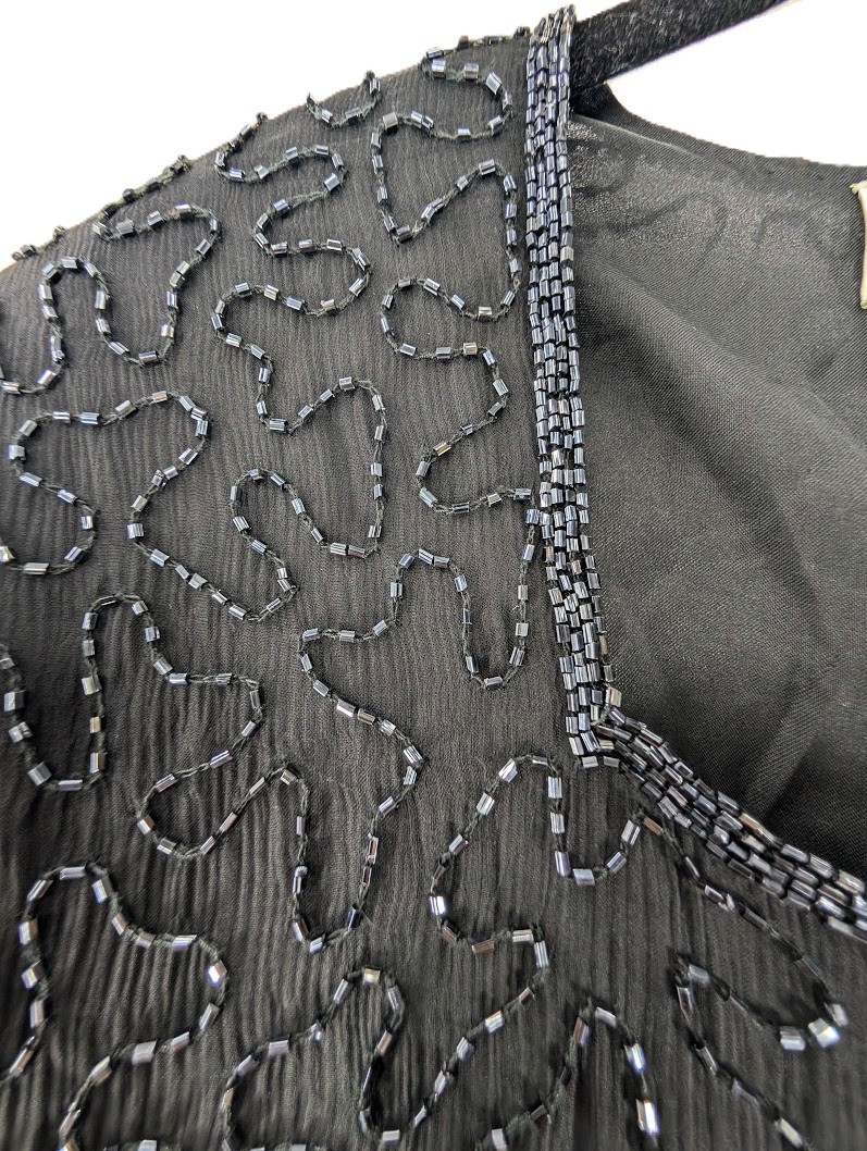 Beaded Silk Black Evening Dress Womens Sz 2X JMD New York Party MOB Wedding VTG