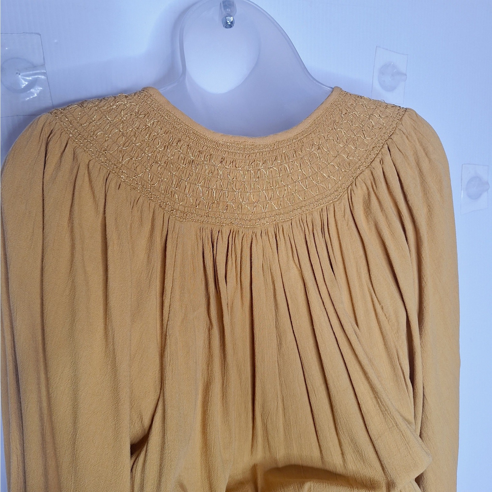 Old Navy Cinch Waist Prairie Dress Celandin M Cotton Blend Mustard Boho Peasant