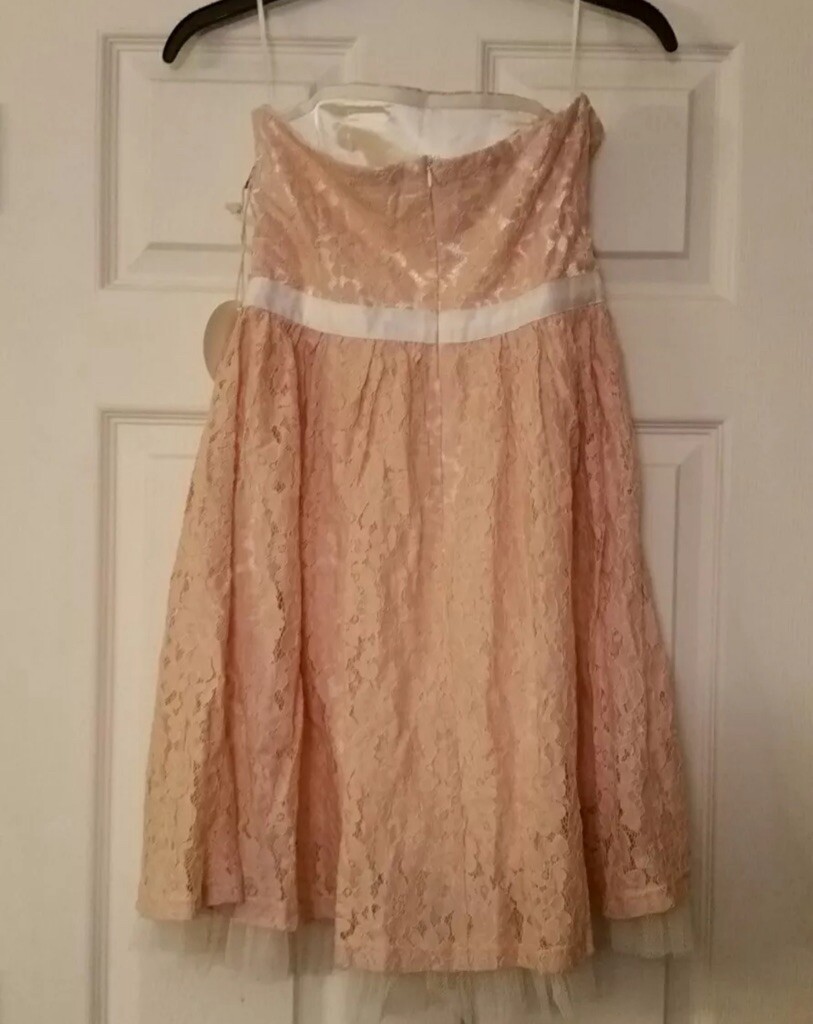 Strapless Beige Lace Ivory Lined Fairy Party Cocktail Dress Modcloth Alythea
